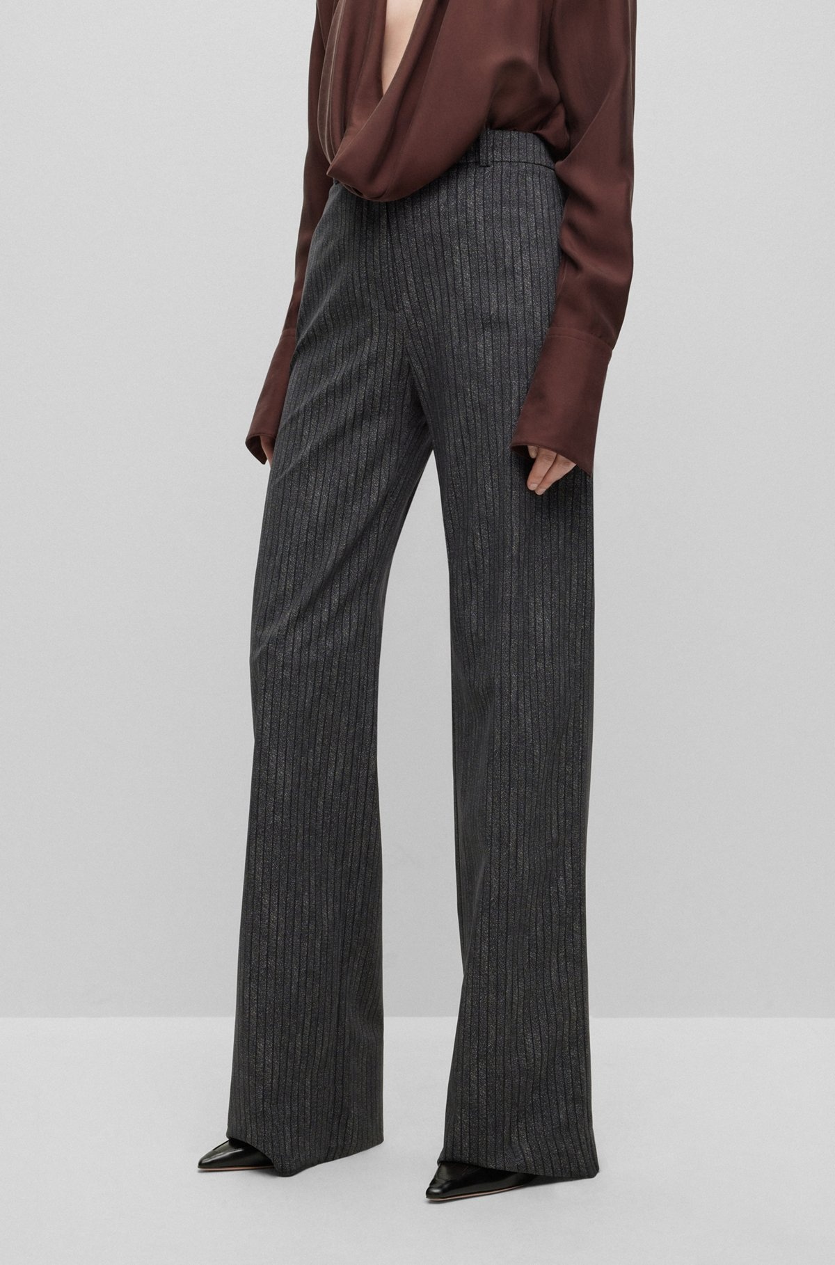 REGULAR-FIT, WIDE-LEG TROUSERS IN PINSTRIPED STRETCH JERSEY - 2