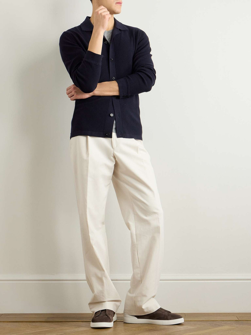 ZEGNA Camp-Collar Wool-Piqué Cardigan outlook