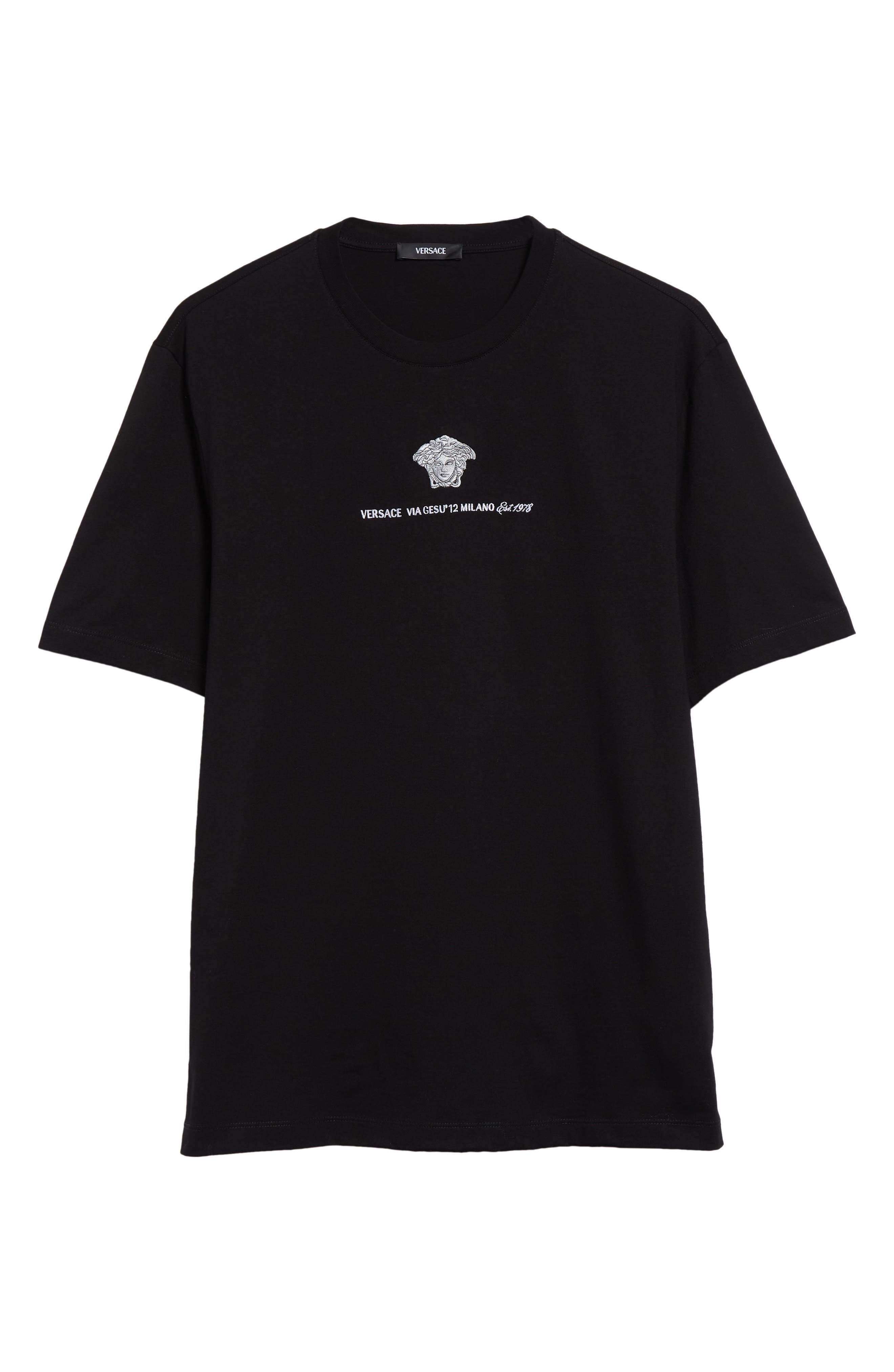 Versace Medusa Embroidered Cotton T-Shirt in Black at Nordstrom - 5