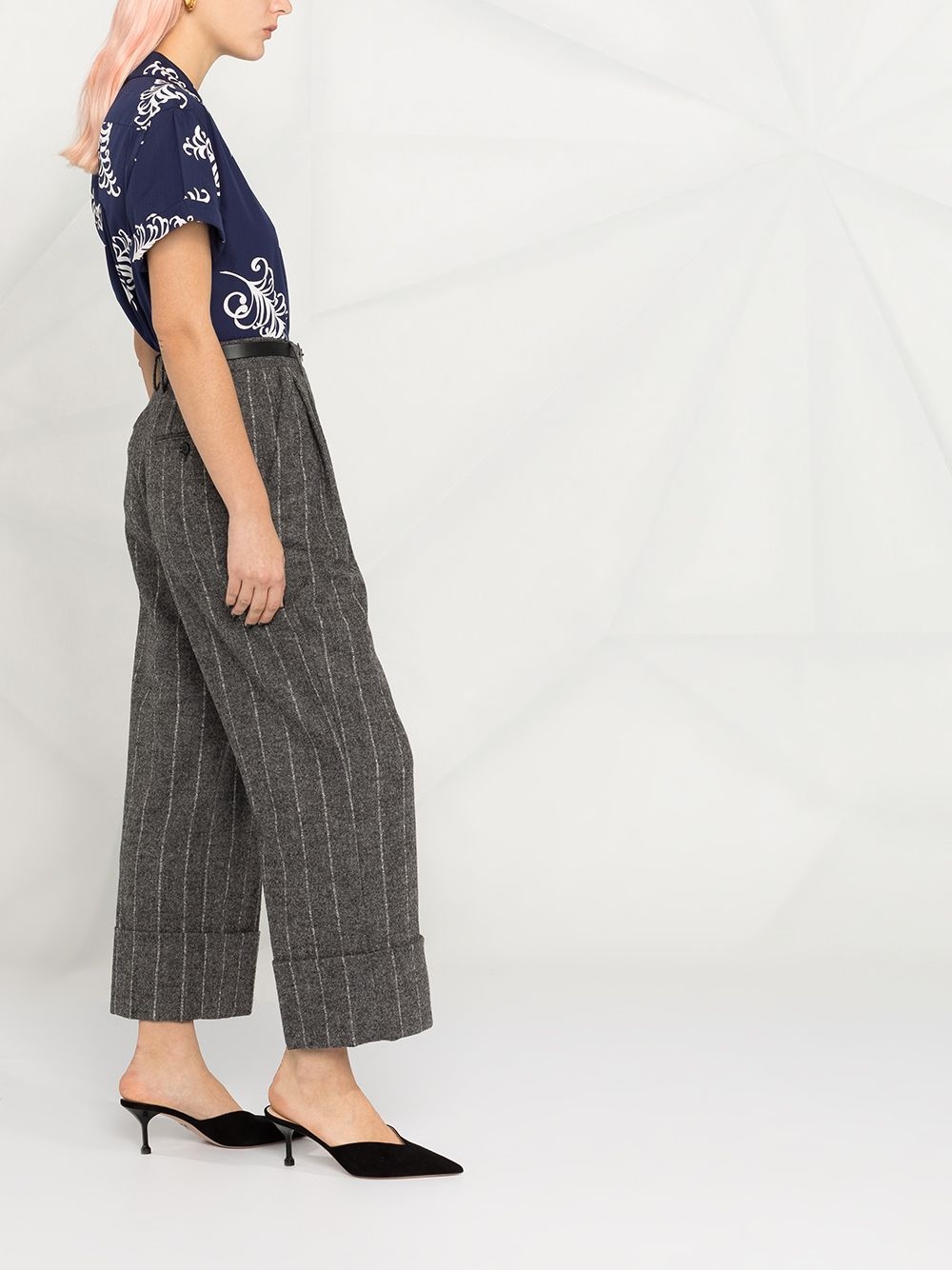 striped wide-leg trousers - 4