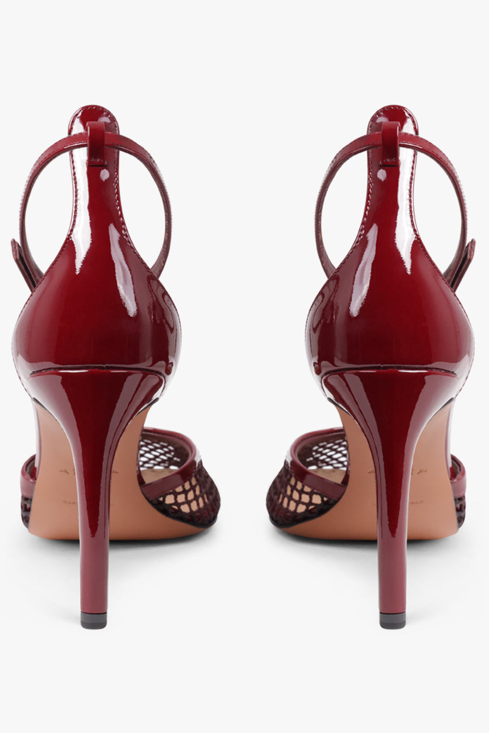FISHNET 90MM ANKLE STRAP HEEL | GARNET RED - 4