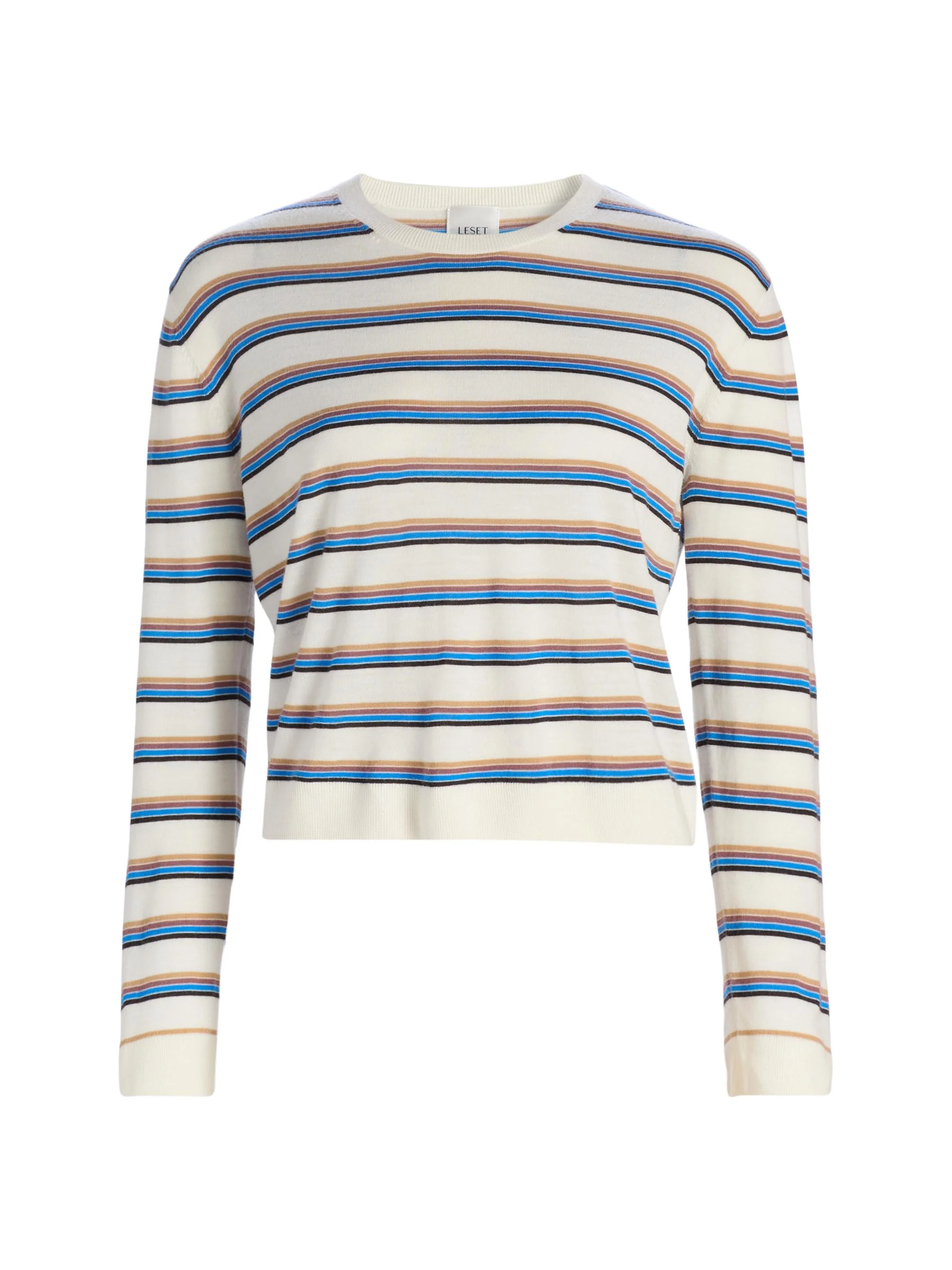 Women's James Striped Merino Wool Sweater - Choco Blue Stripe - 1