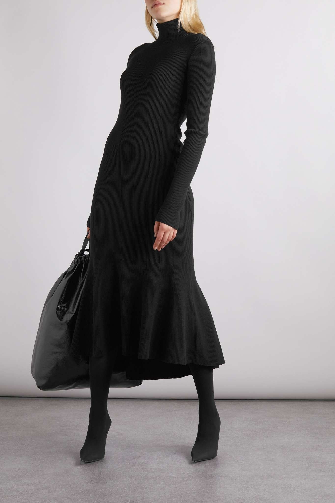 Ribbed wool-blend turtleneck midi dress - 2