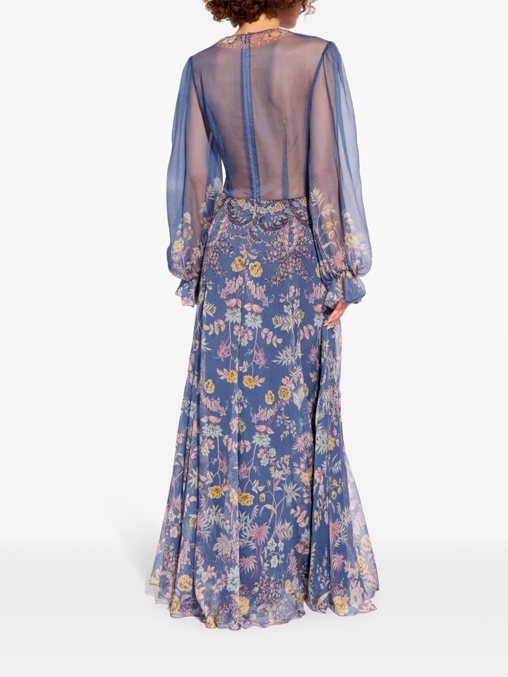 graphic-print silk maxi dress - 4