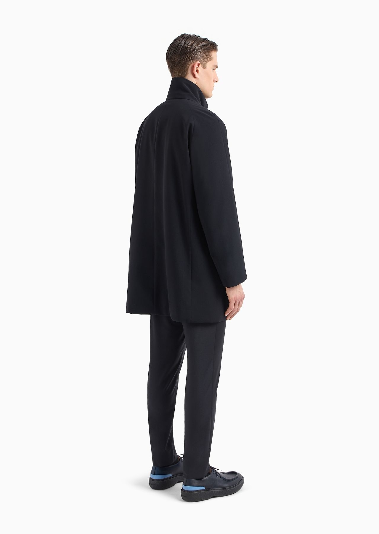 Long technical wool pea coat - 3