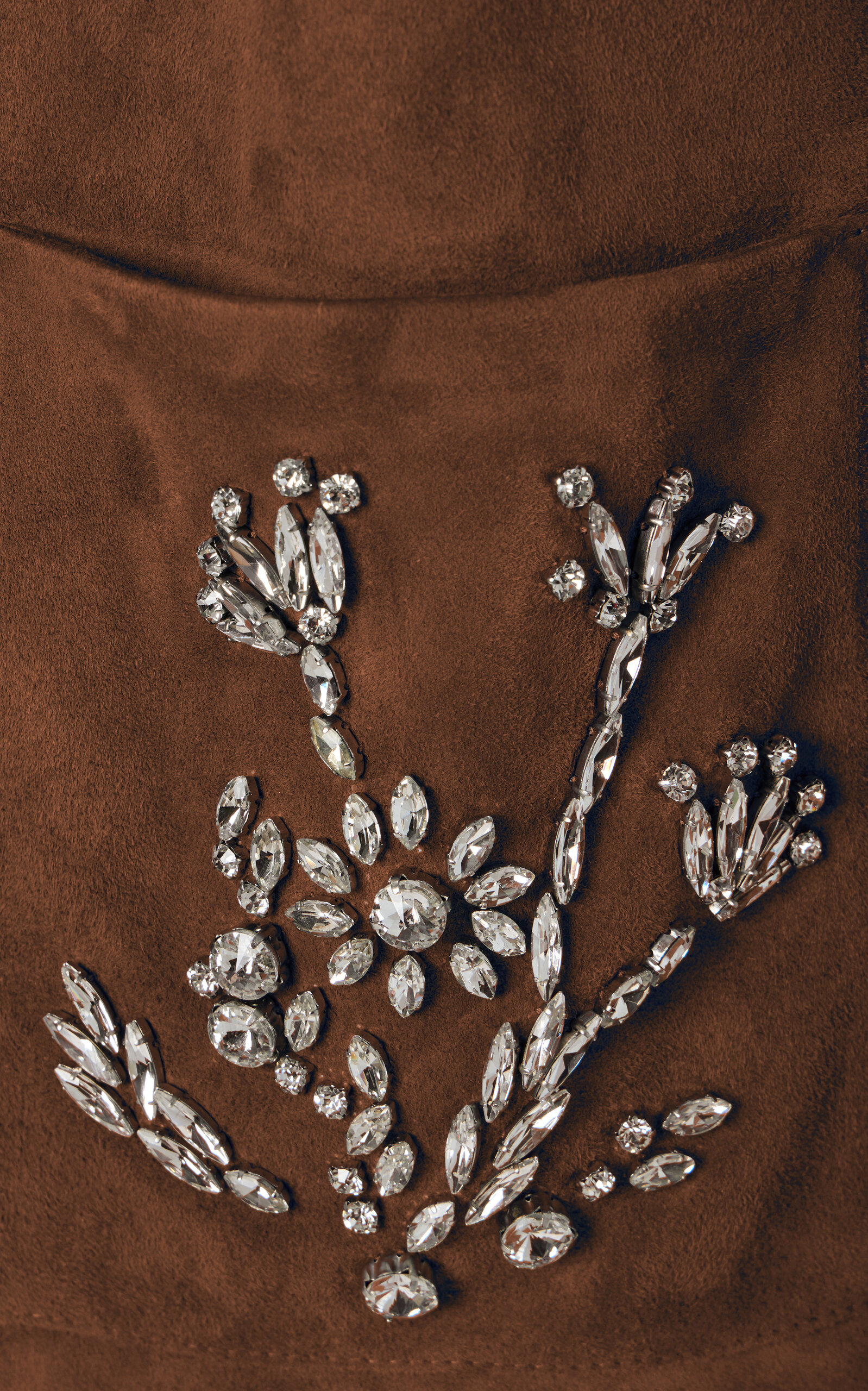 Crystal-Embellished Suede Jacket brown - 6