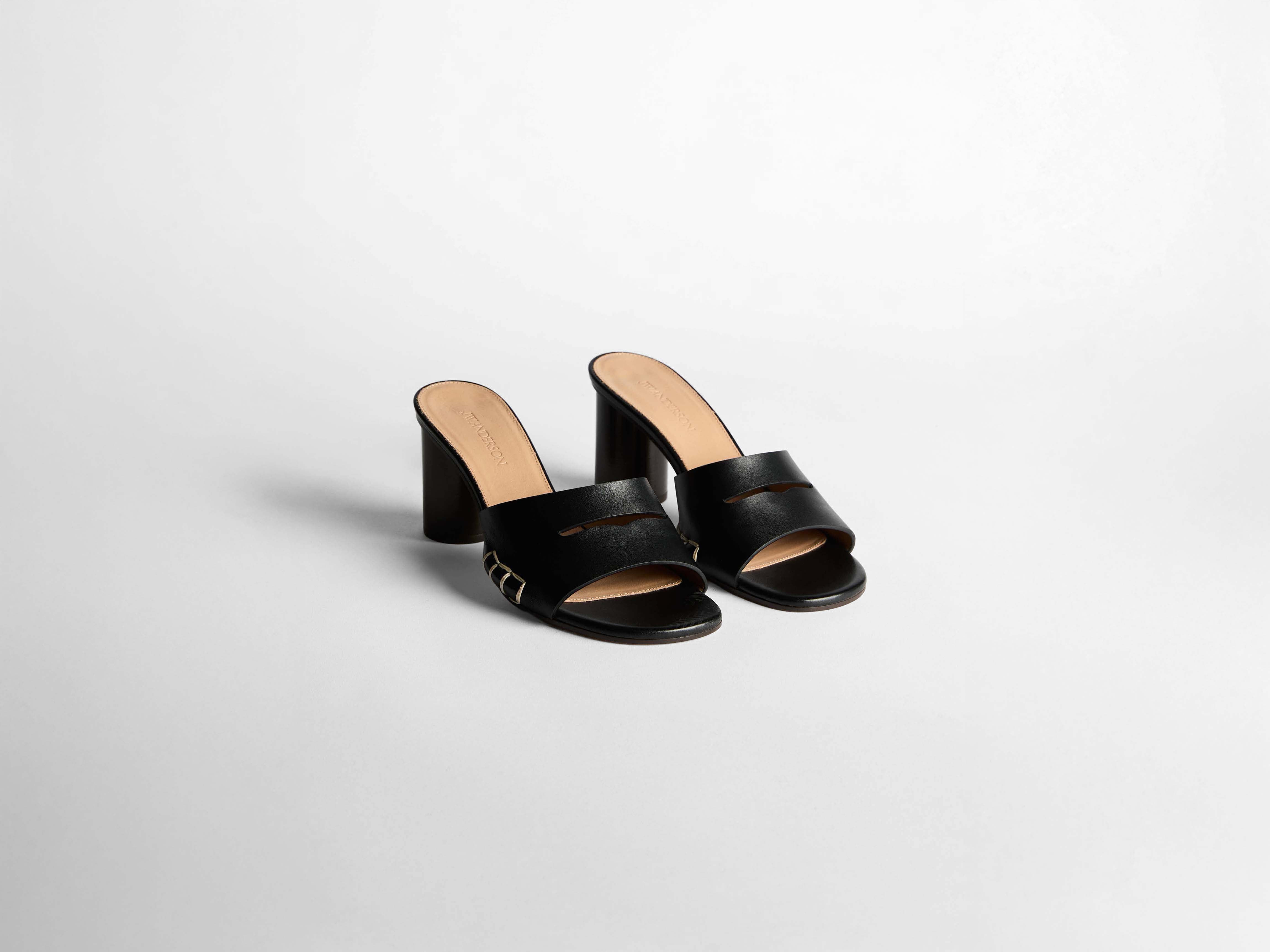 WOMENS LOAFER MULE HEELED SANDAL IN BLACK - 2