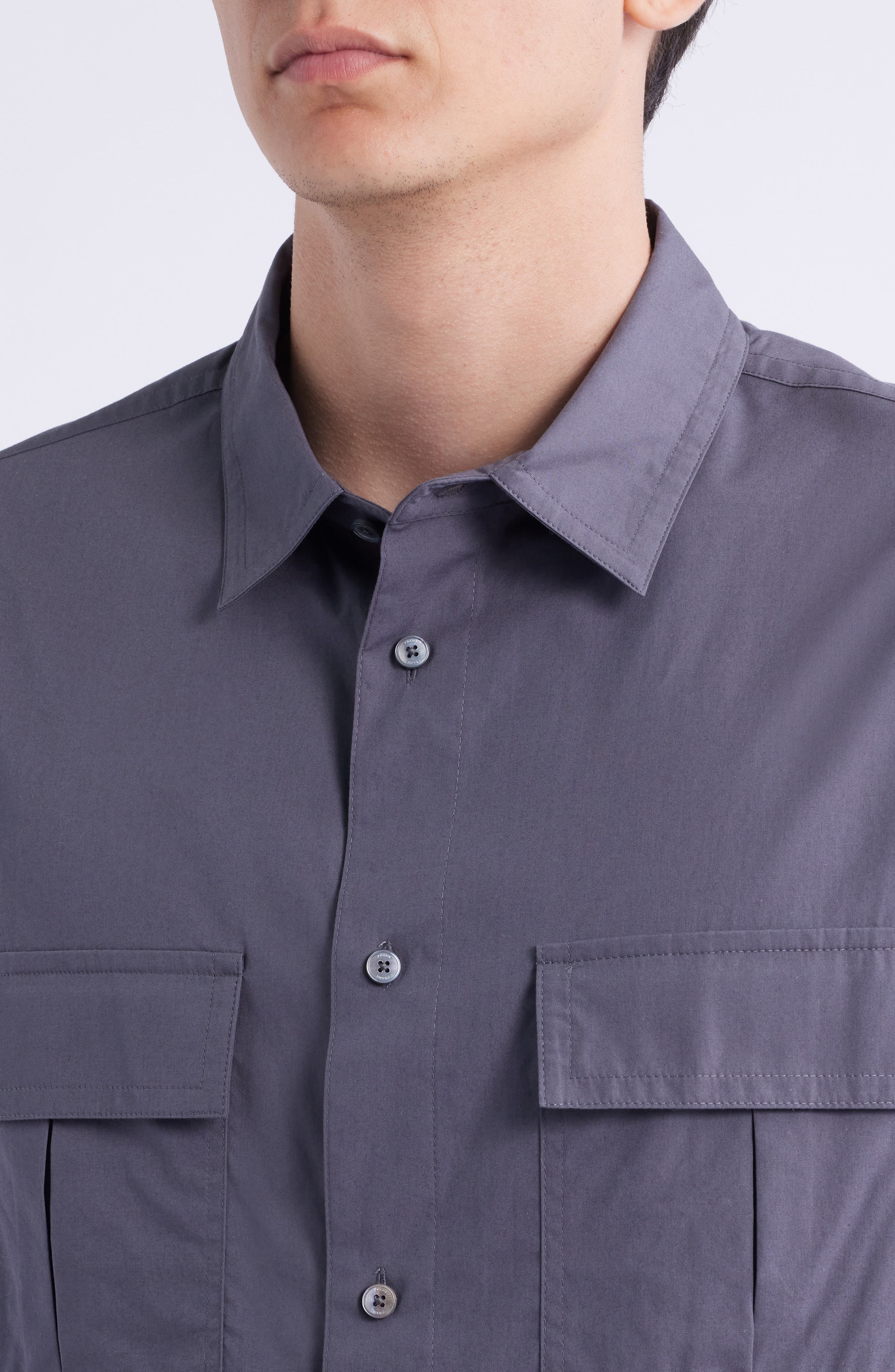 FRAME Patch Pocket Cotton Button-Up Shirt in Cloud Grey at Nordstrom - 2