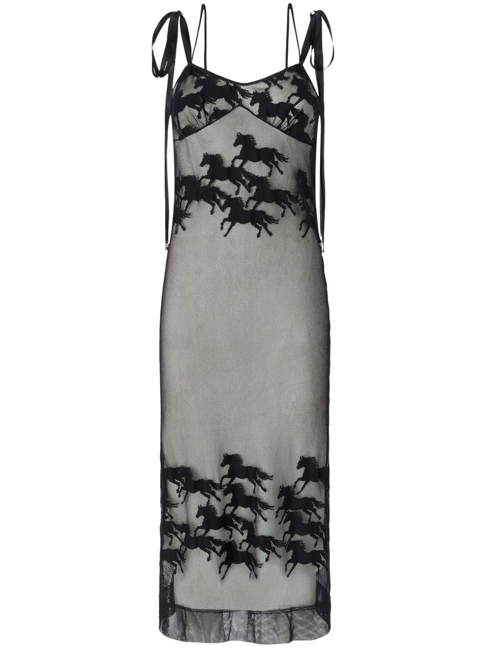 horse-detail midi dress - 1