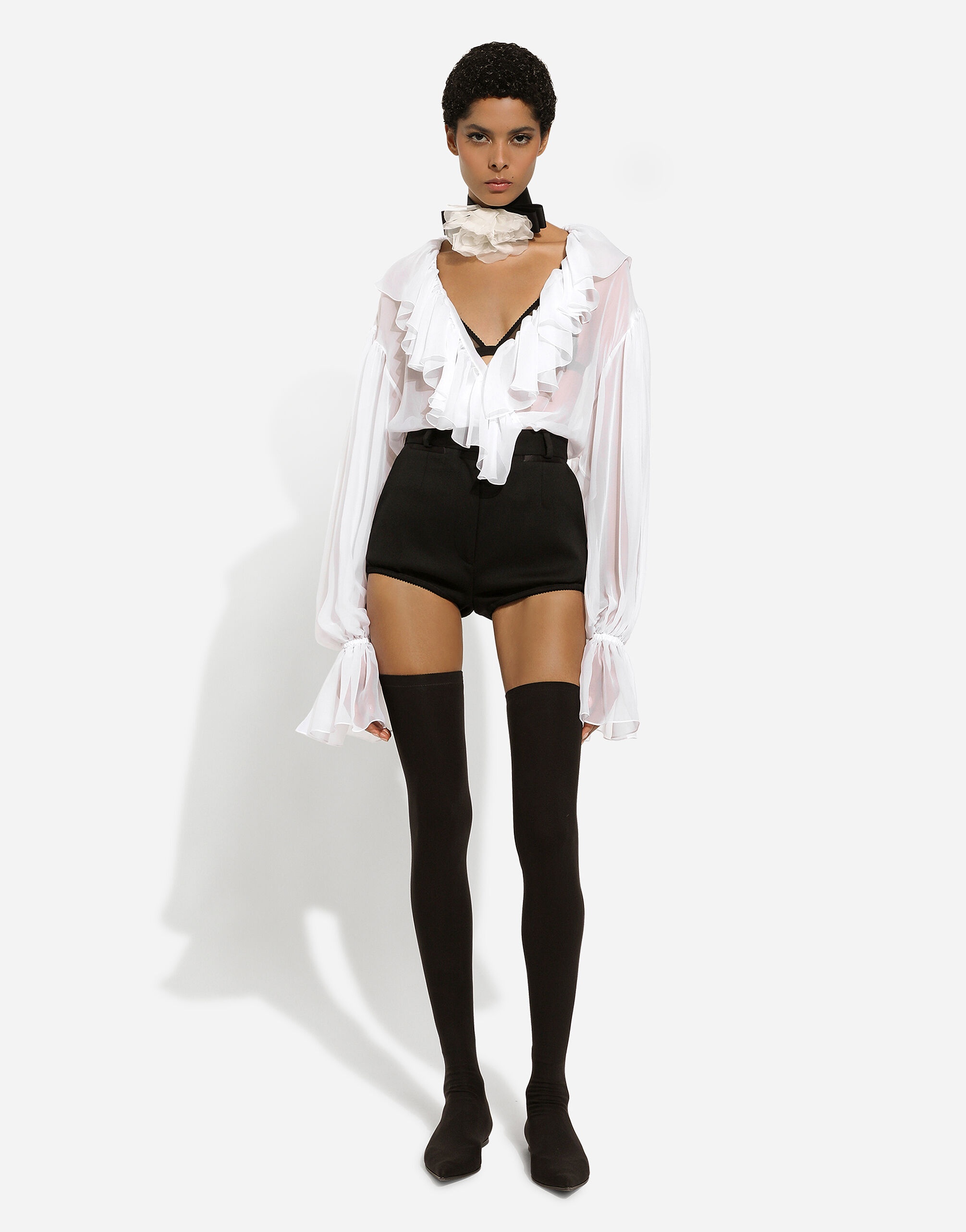 Chiffon blouse with ruffles - 3