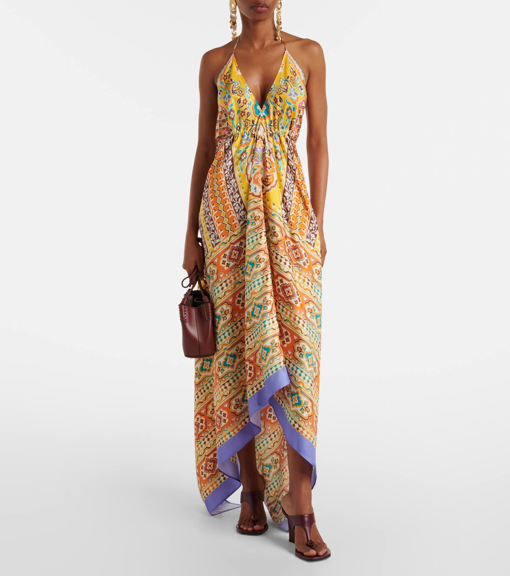 Printed silk midi dress - 2