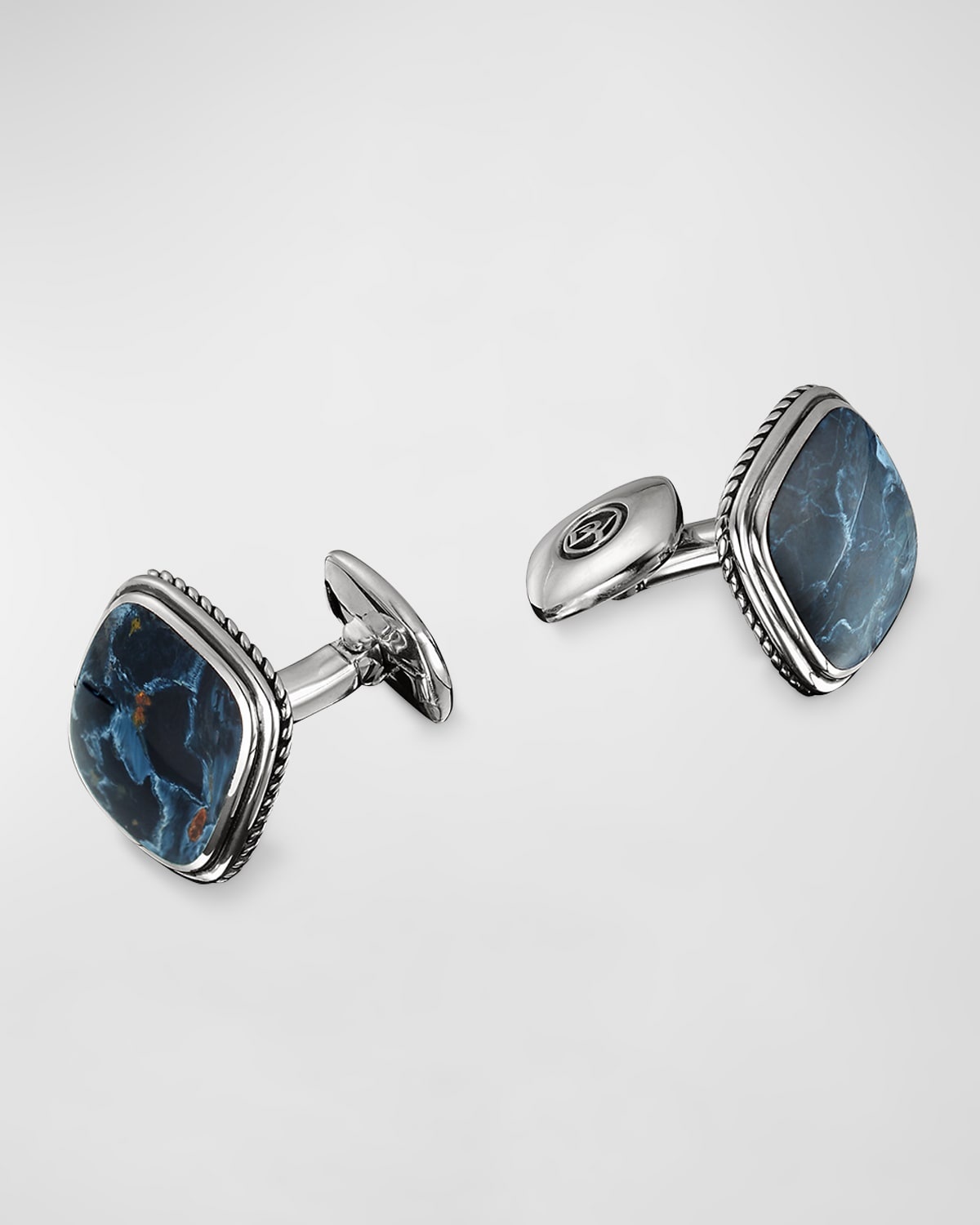 Men's Exotic Stone Cuff Links with Gemstones in Silver, 18mm - 3