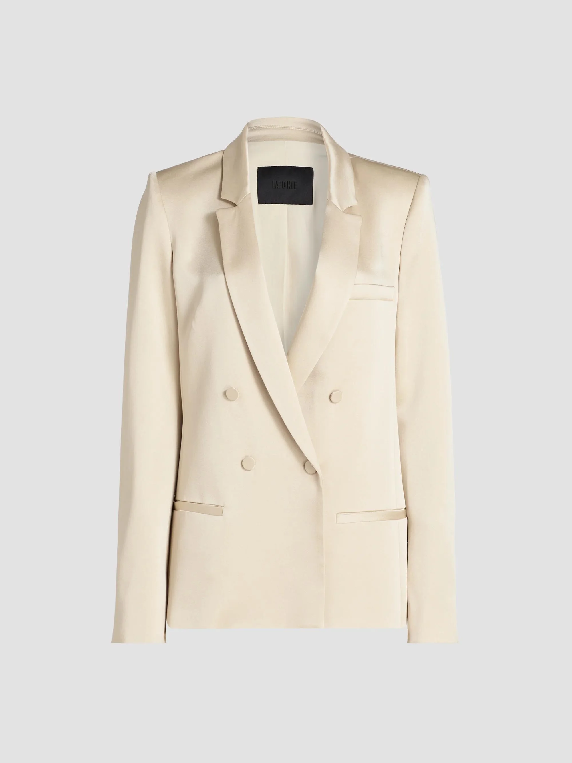Women's Satin Double-Breasted Blazer - Sand - 1
