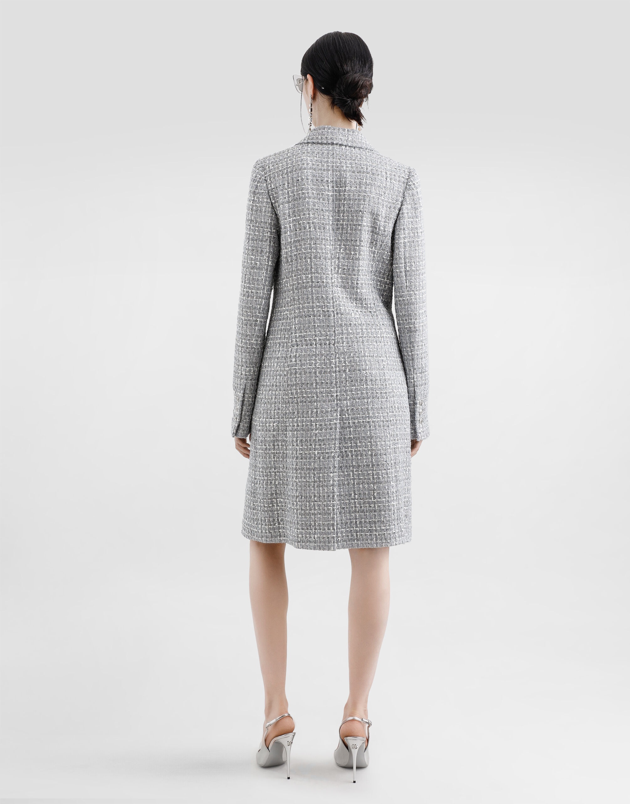 Single-breasted lamé tweed bouclé coat - 3