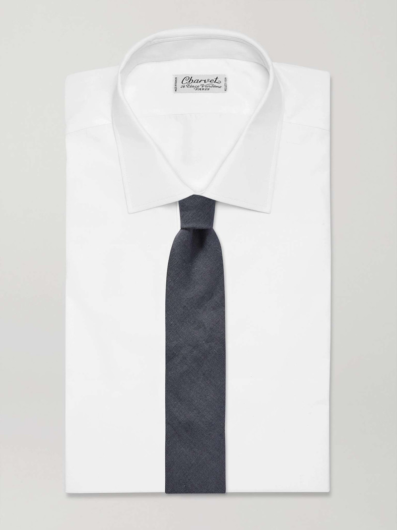 Oliver Spencer 8cm Bleeker Striped Linen Tie outlook