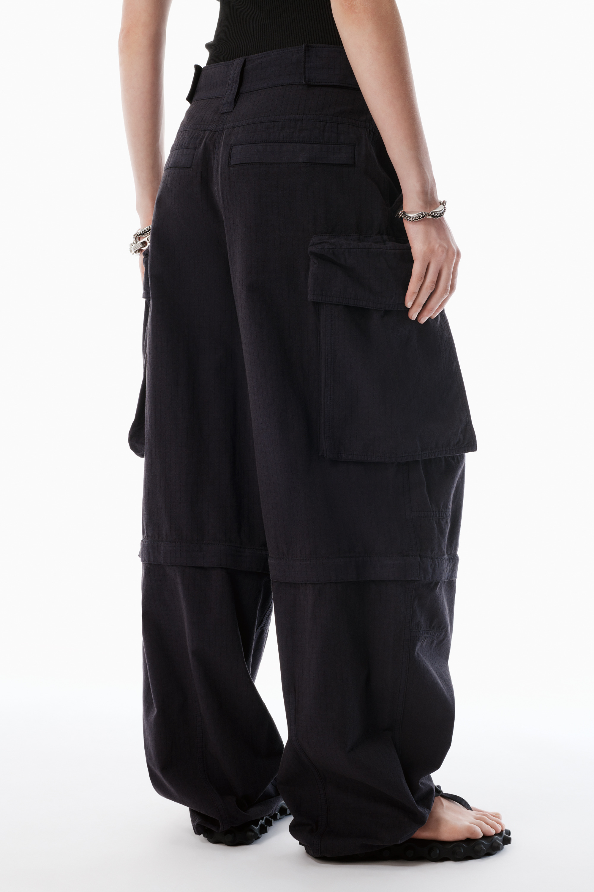 Black Oversized Cargo Pants - 5