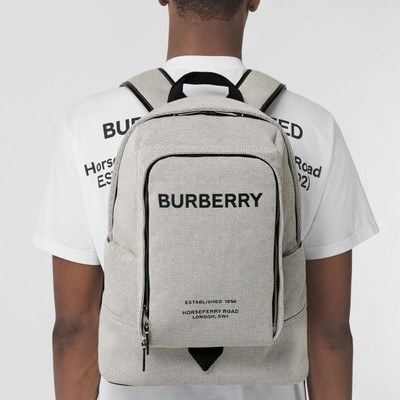 Burberry Large Logo Print Cotton Canvas Backpack outlook