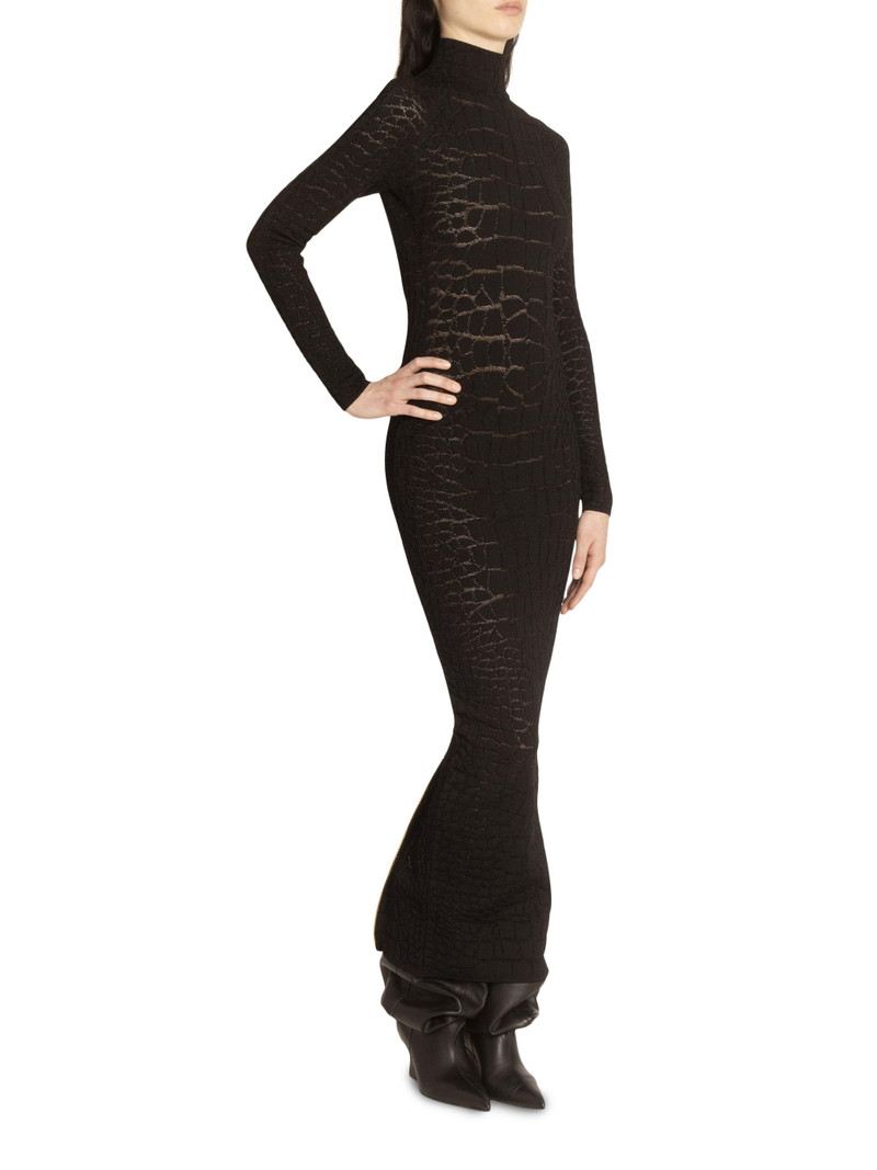 Women's Croc-Effect Knit Open-Back Maxi Dress - Noir 4