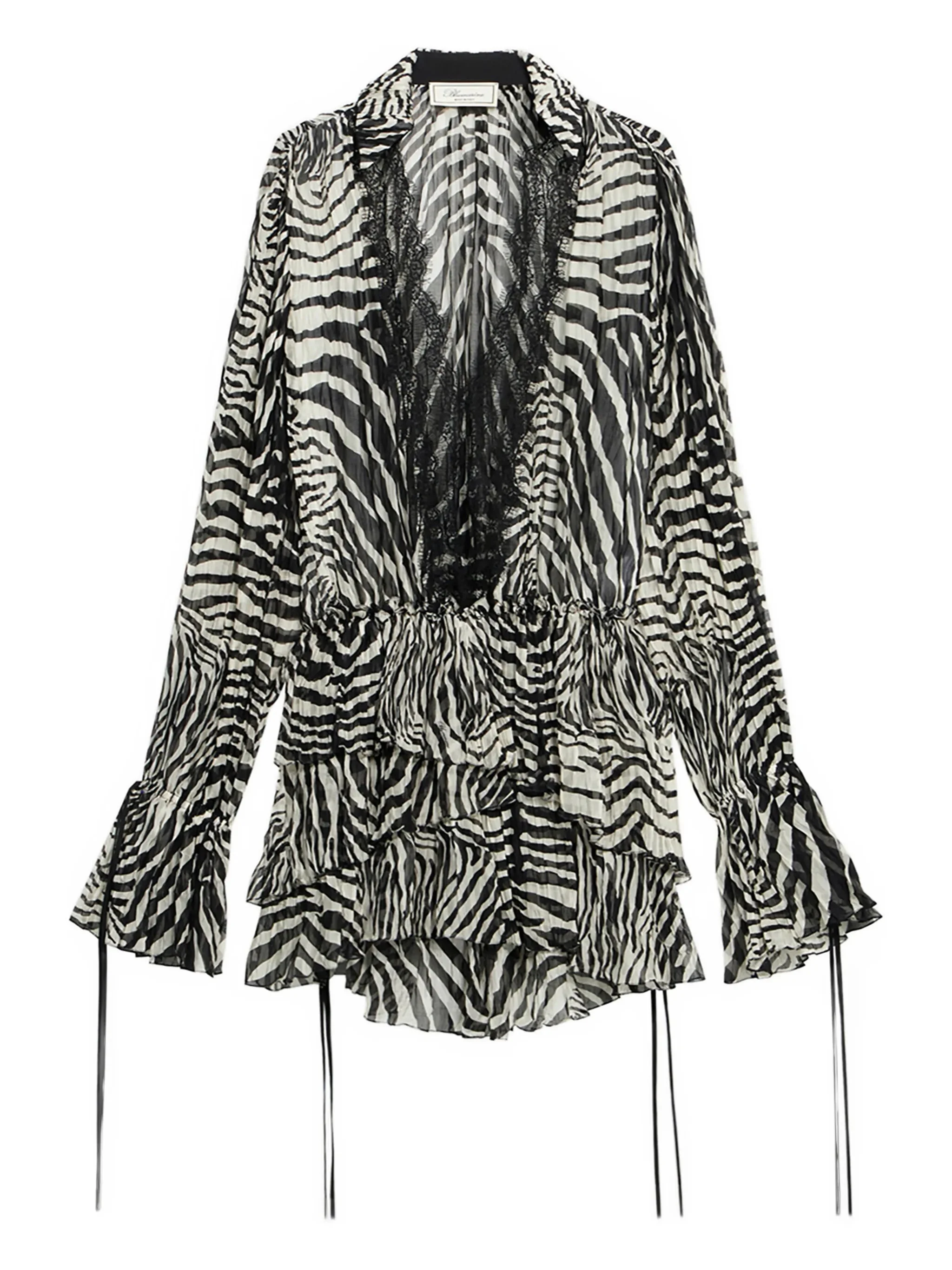 Blumarine Lace-trim Zebra-print Mini Dress - 1