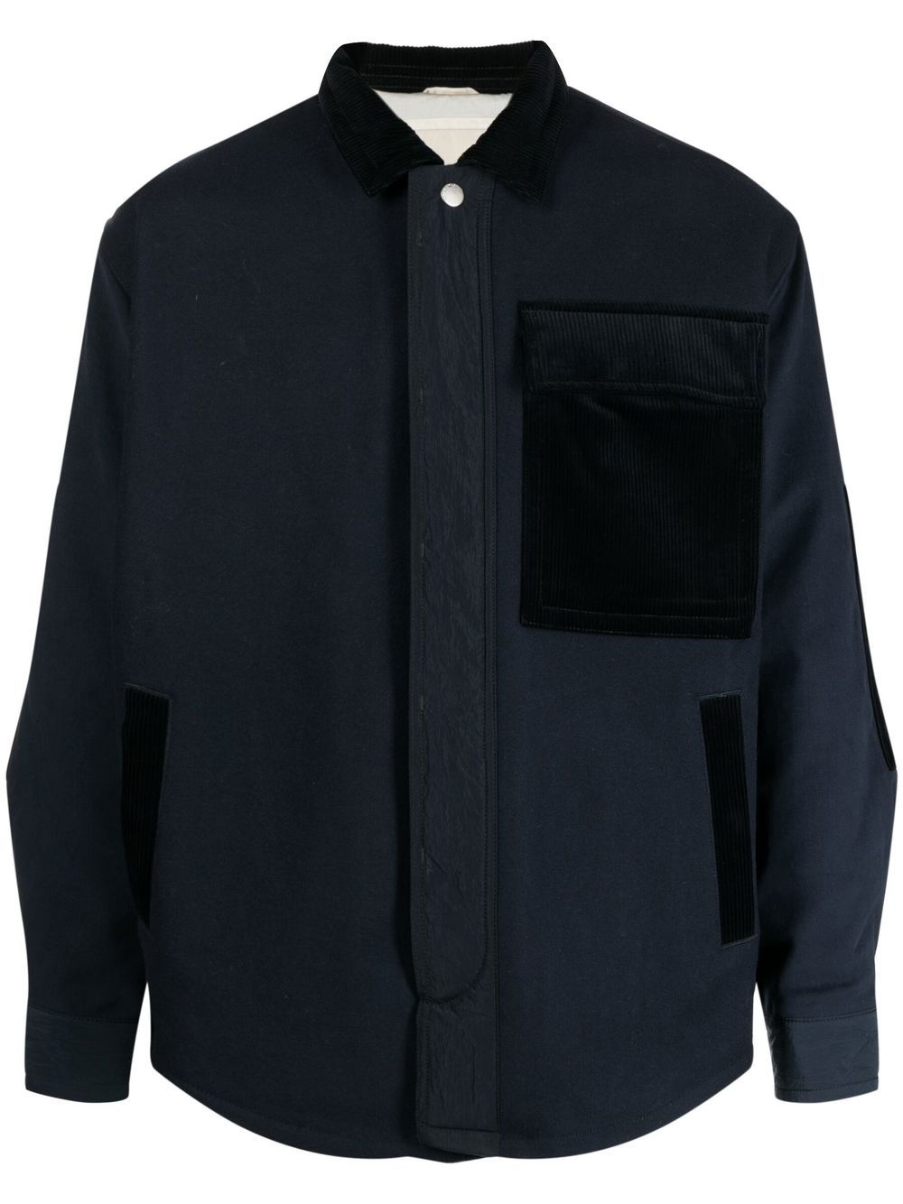 corduroy-detail shirt jacket - 1