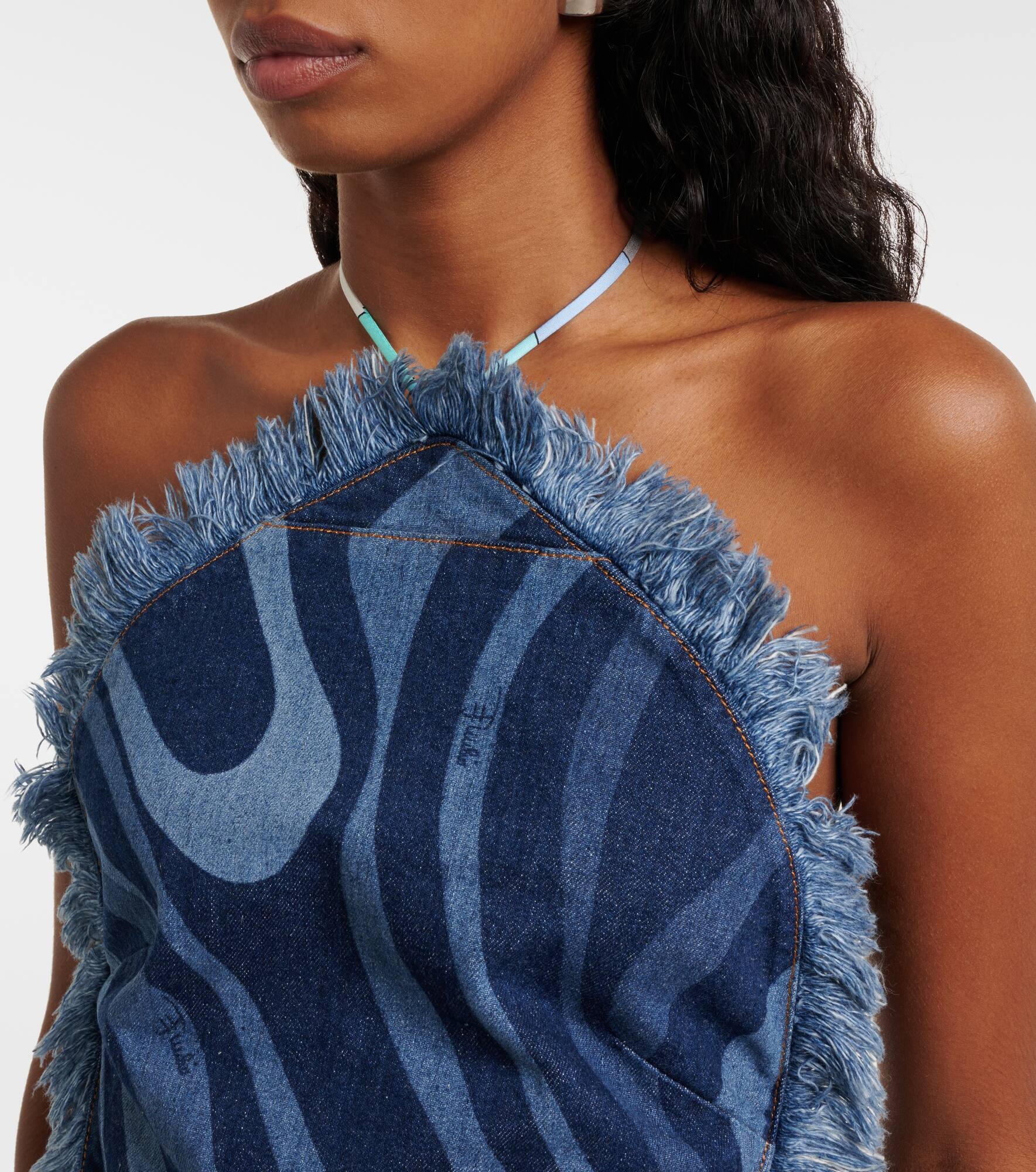 Marmo halterneck denim top - 4