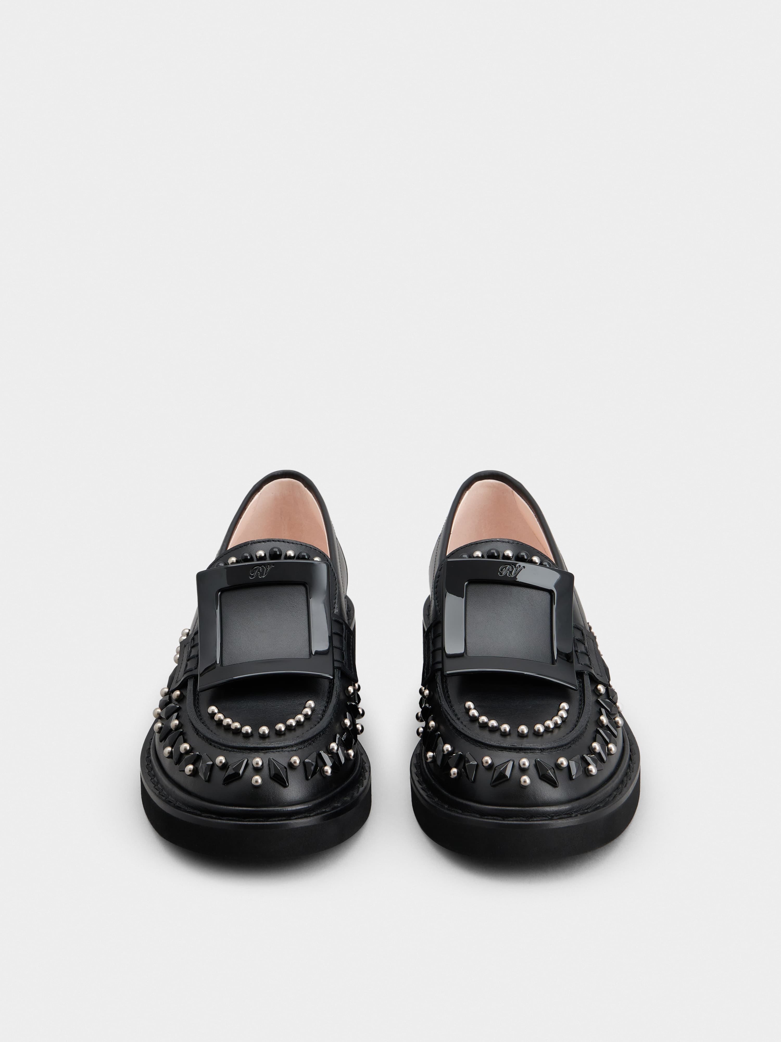 Viv' Rangers Studs Lacquered Buckle Loafers in Leather - 7
