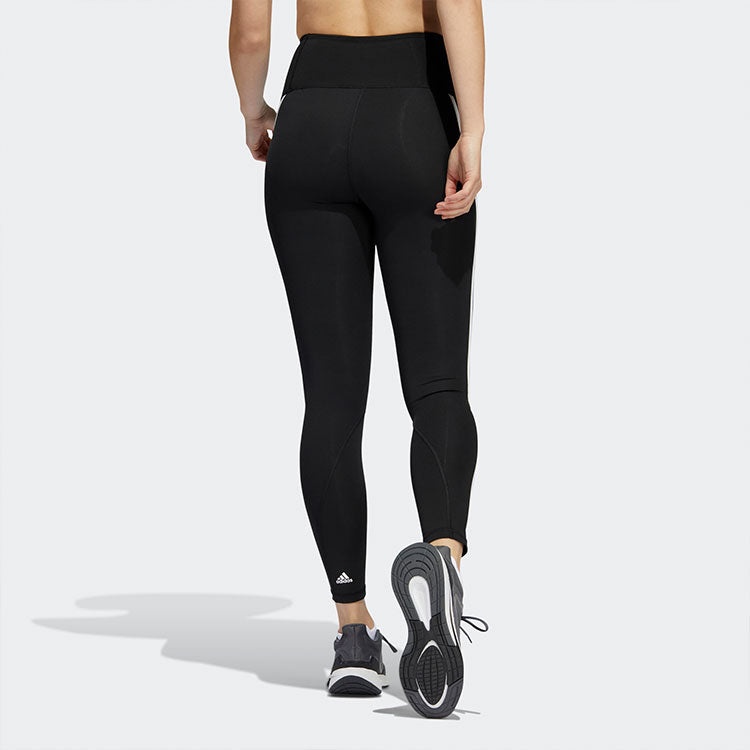 (WMNS) adidas Opt Ticons 7/8t Training Sports Stripe Gym Pants/Trousers/Joggers Black H64211 - 3