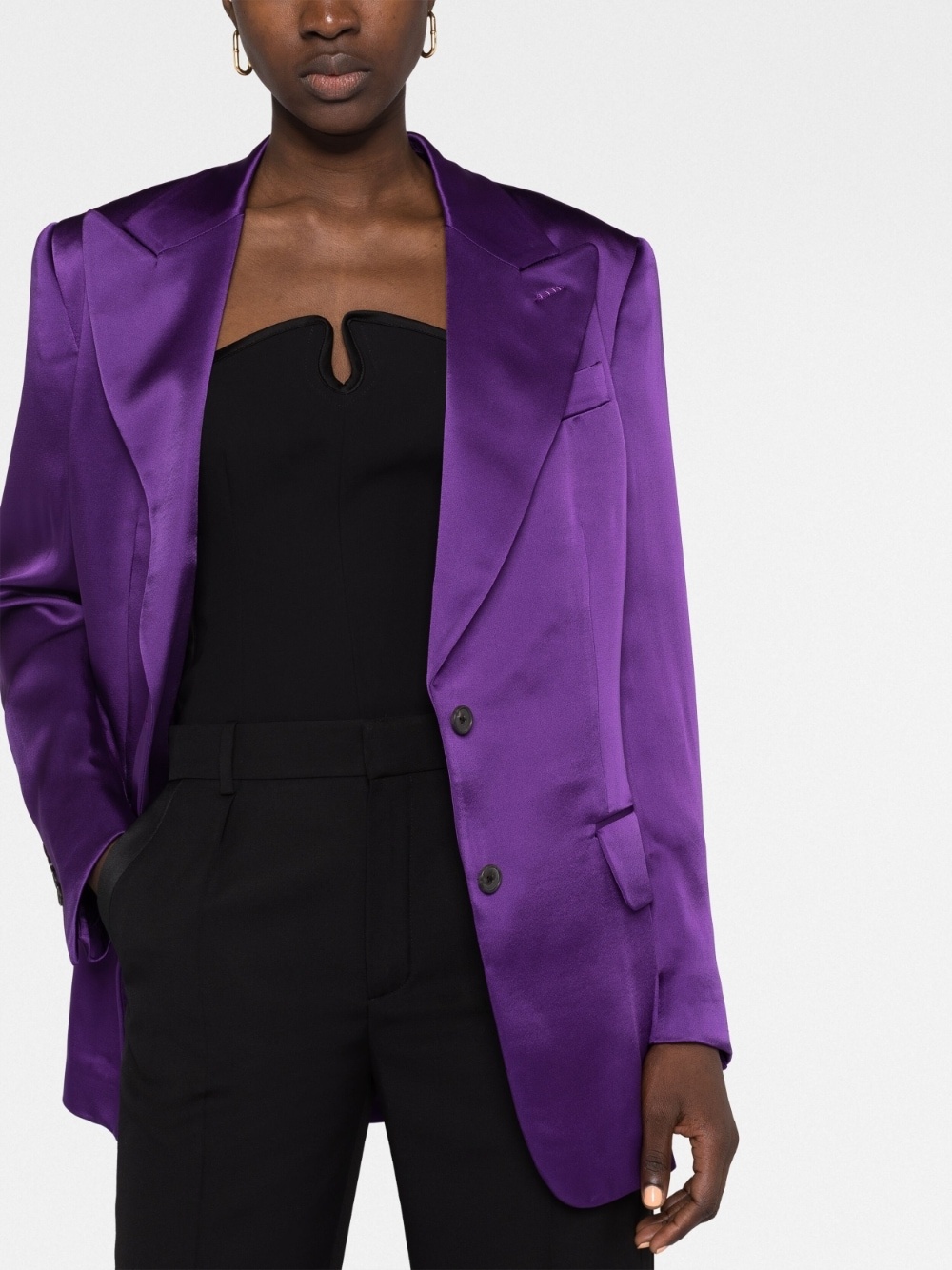 single-breasted satin-finish blazer - 5
