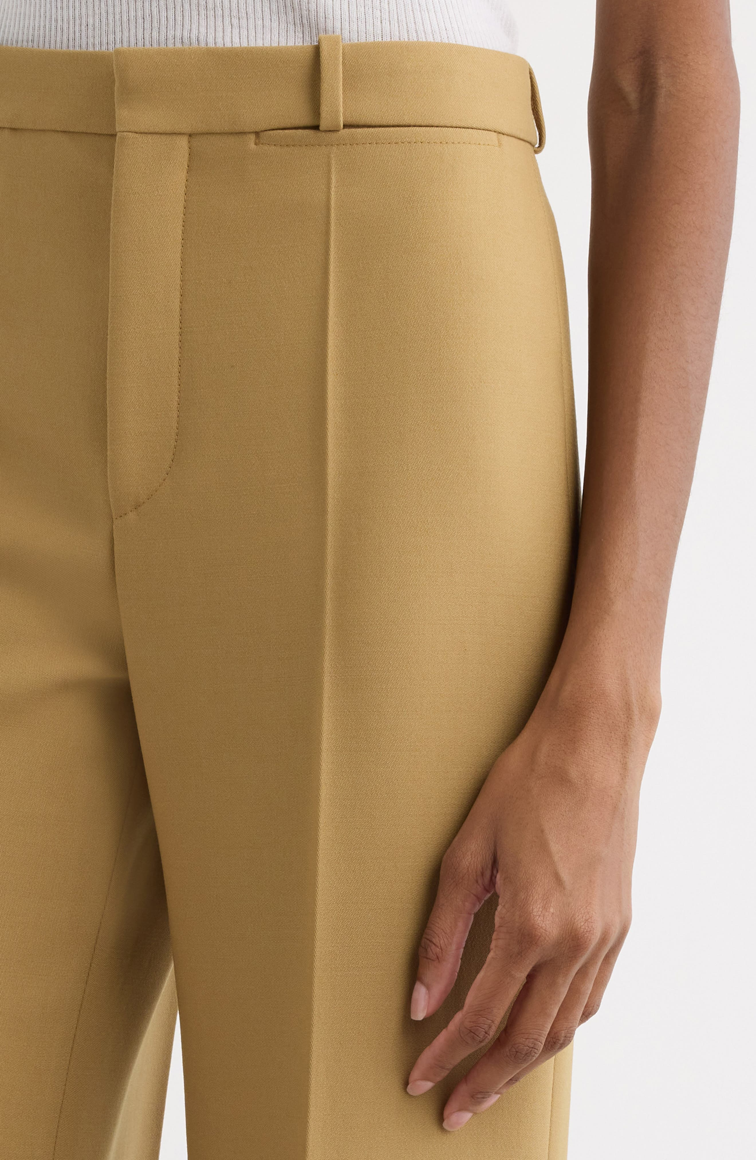 Chloé Wool Grain de Poudre Flare Leg Pants in Nut at Nordstrom - 5