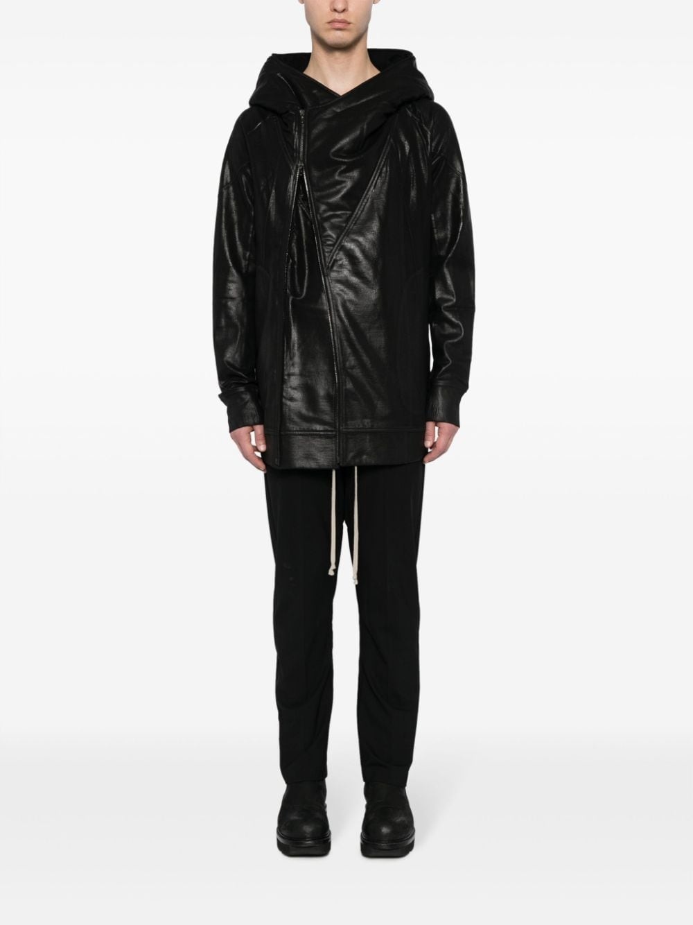 off-centre faux-leather jacket - 2