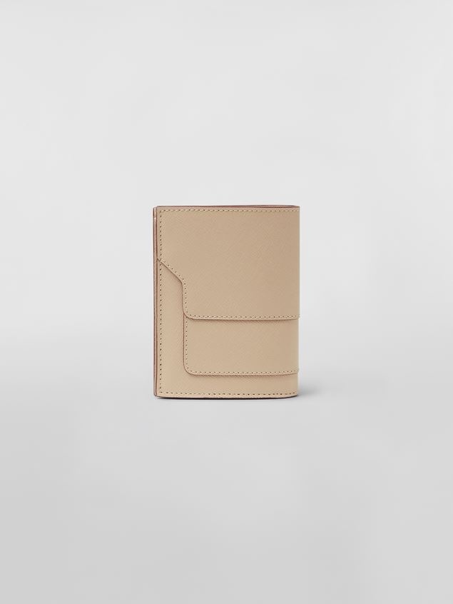 BEIGE SAFFIANO LEATHER BI-FOLD WALLET 3