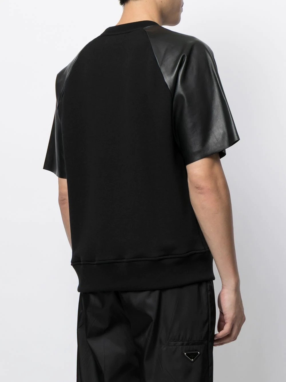 contrasting-panel short-sleeve T-shirt - 4