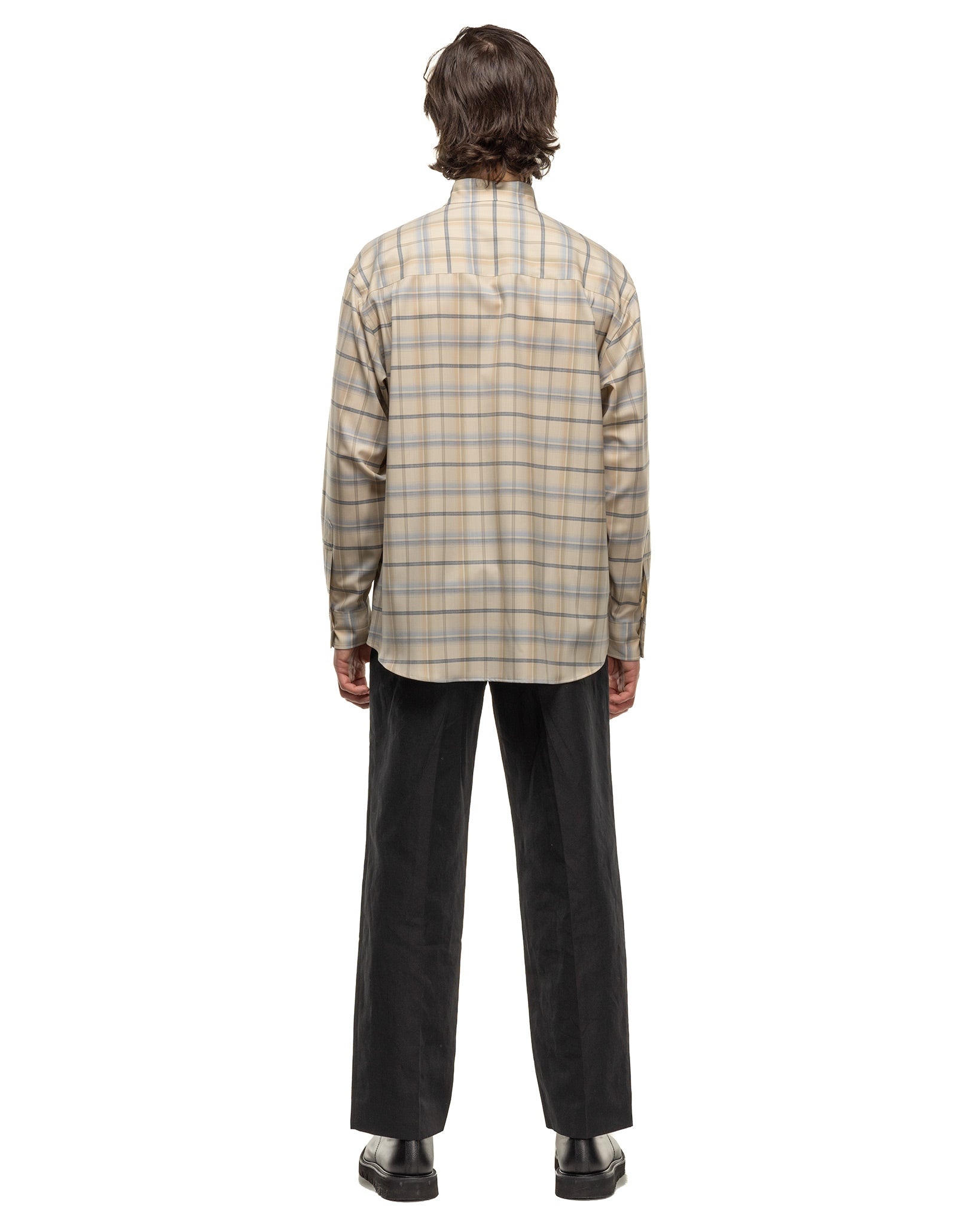 Super Light Wool Check Shirt Light Beige Check - 3