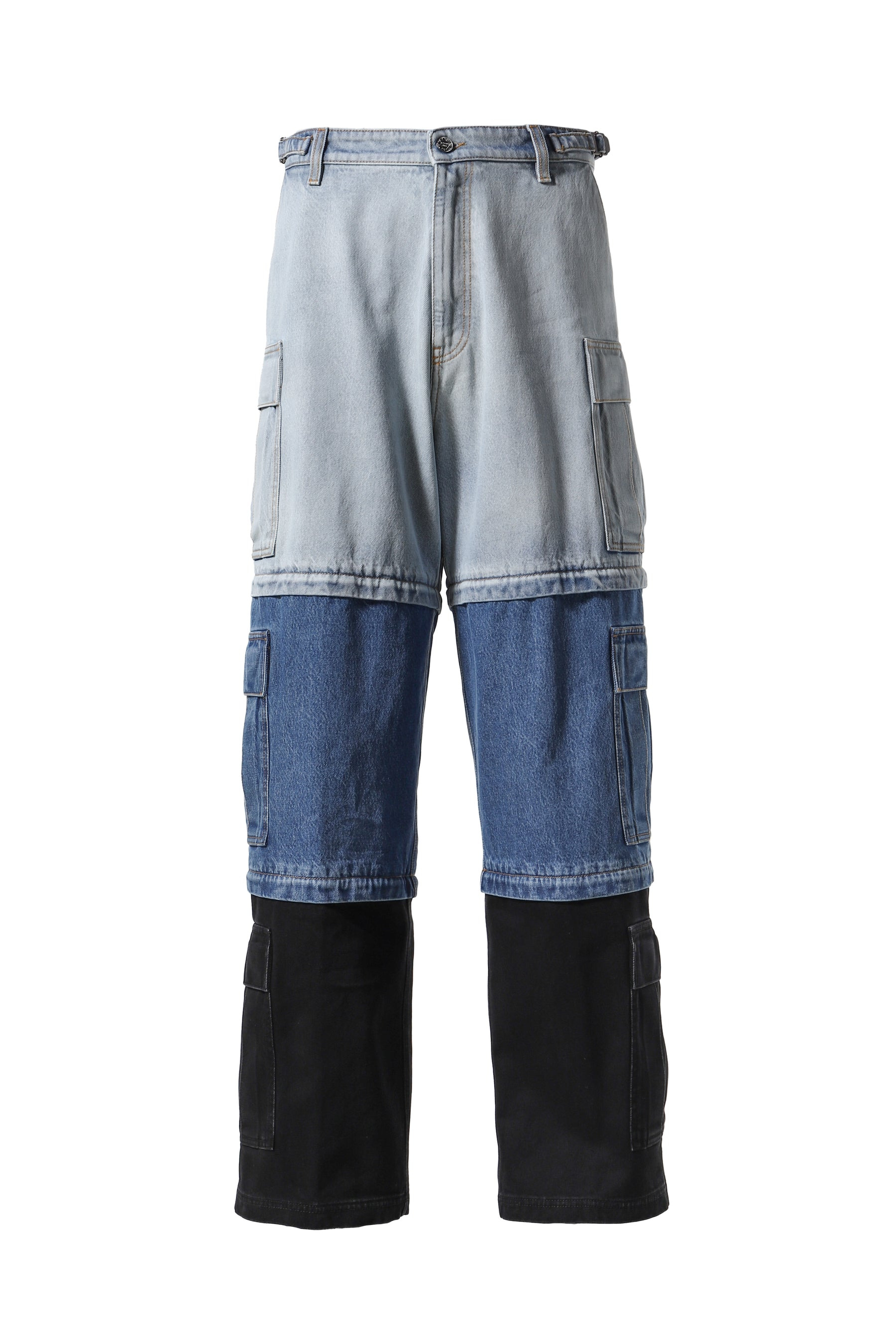 DECONSTRUCTED TRIPLE CARGO PANTS / L.BLU/MID BLU/BLK - 11