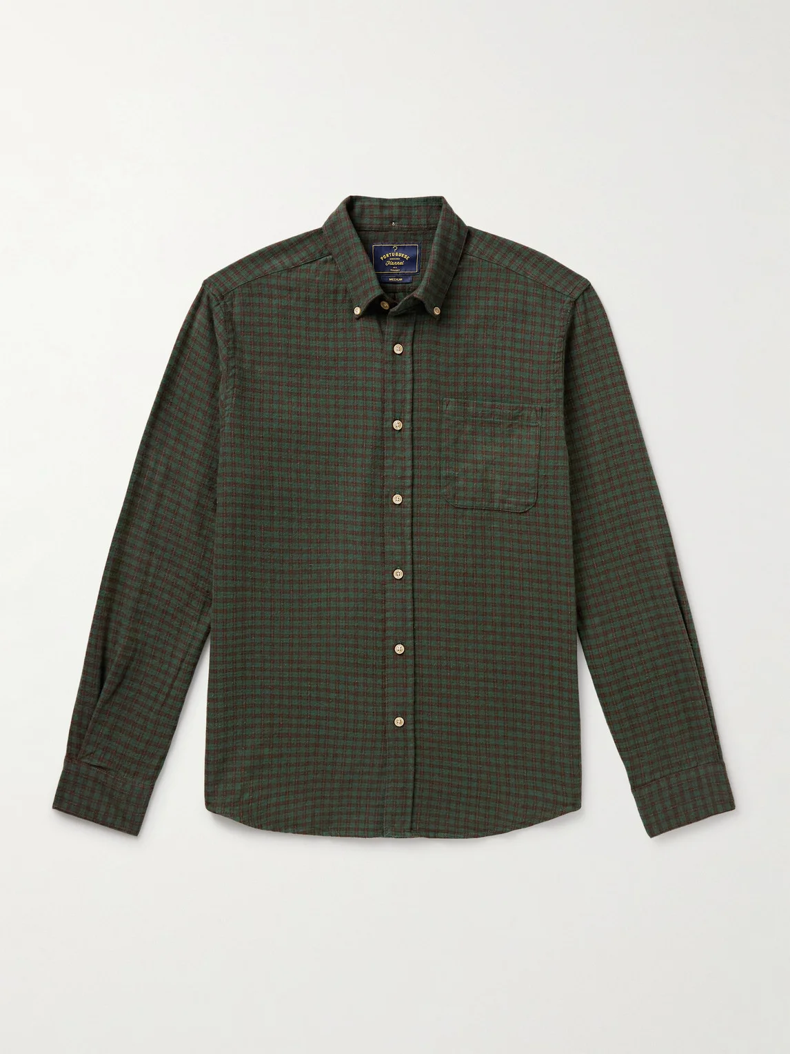 Lago Button-Down Collar Checked Cotton-Flannel Shirt - 1
