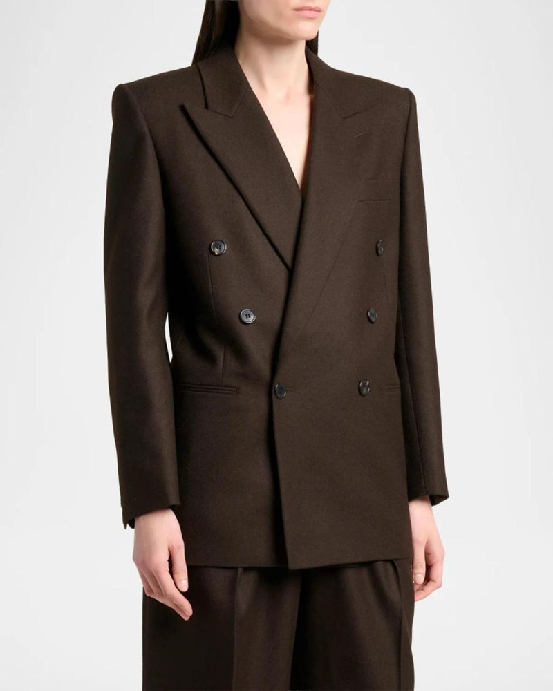Brushed Wool-Blend Double-Breasted Blazer Jacket 4