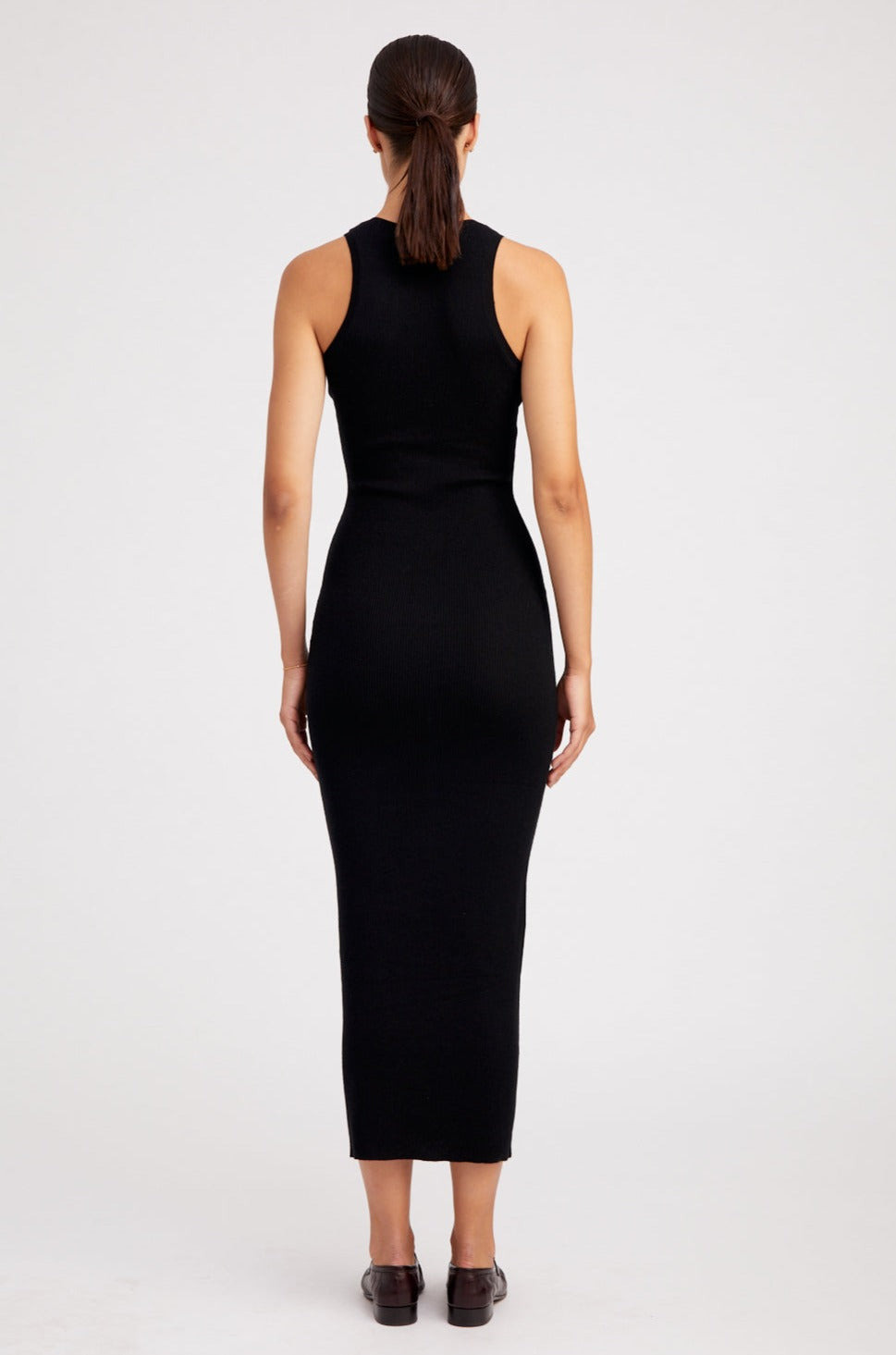 BLACK ULTRA FINE CASHMERE RACER TANK DRESS - 4