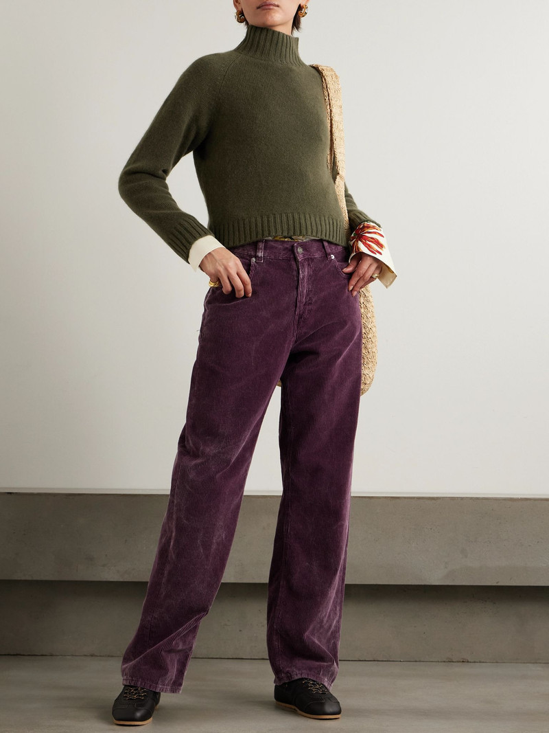 The Elder Statesman Cropped cashmere turtleneck sweater Green outlook