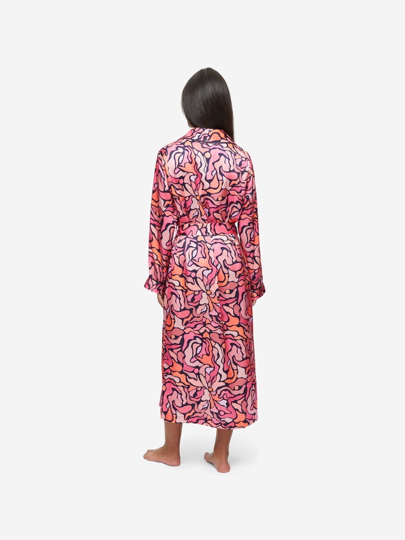 Women's Long Dressing Gown Brindisi 85 Silk Satin Multi - 4