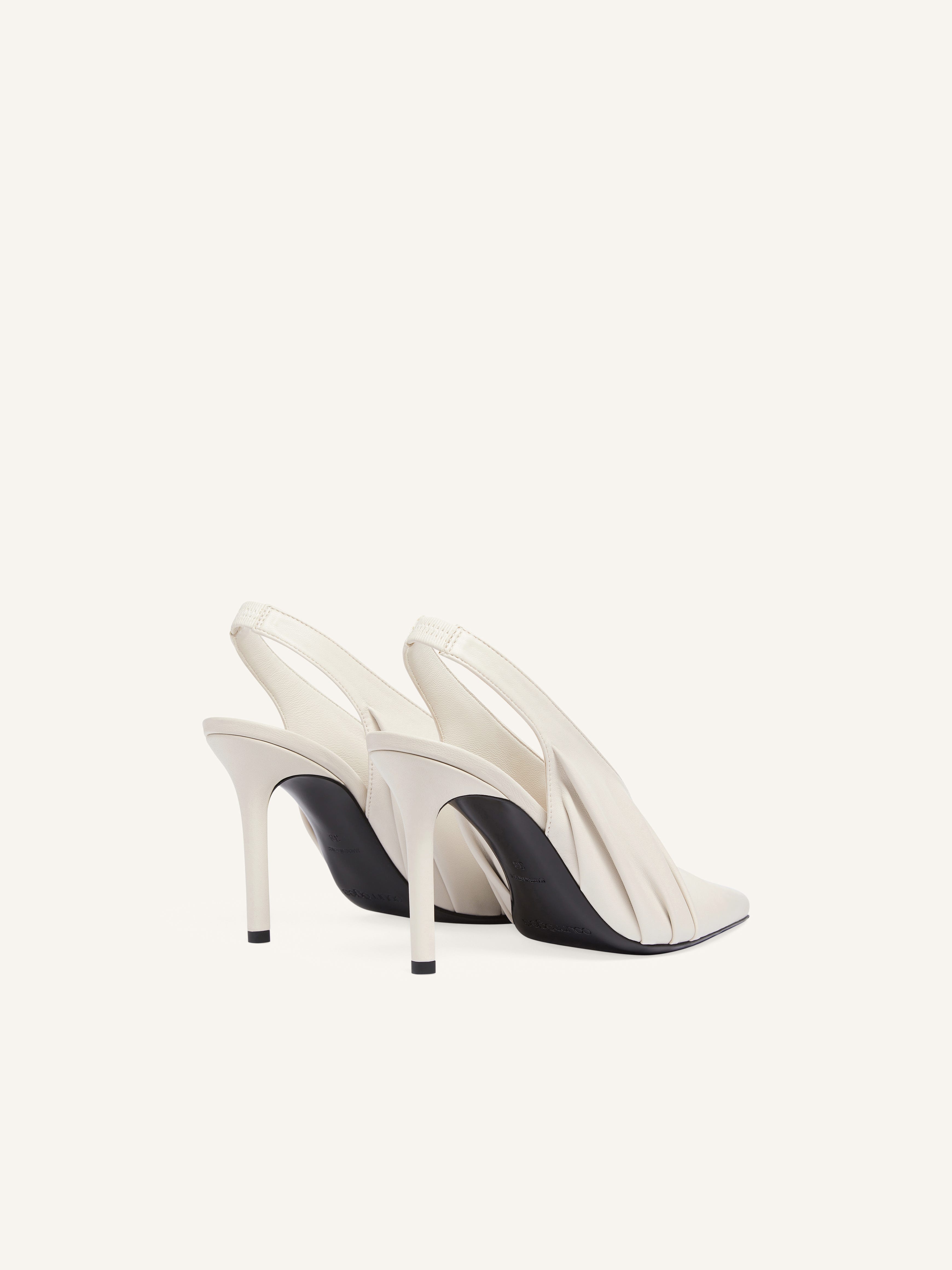 DRAPED STRETCH LEATHER EFFECT SLINGBACKS - 3