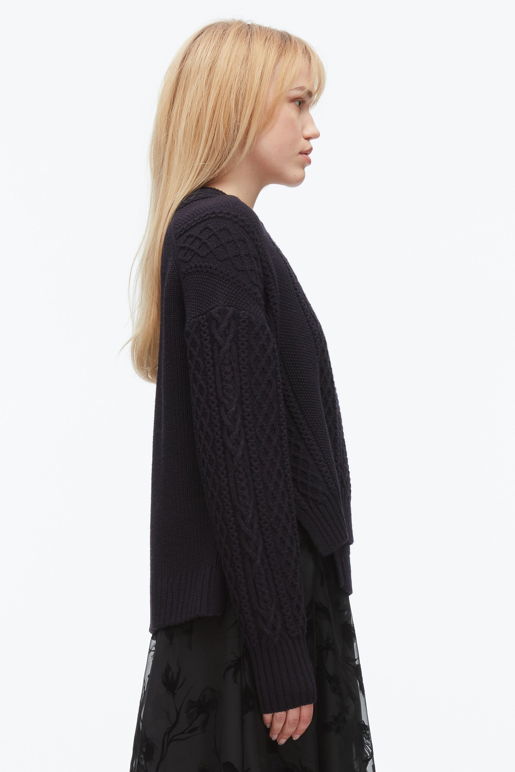 Cable Mix Double Layer Crewneck - 4