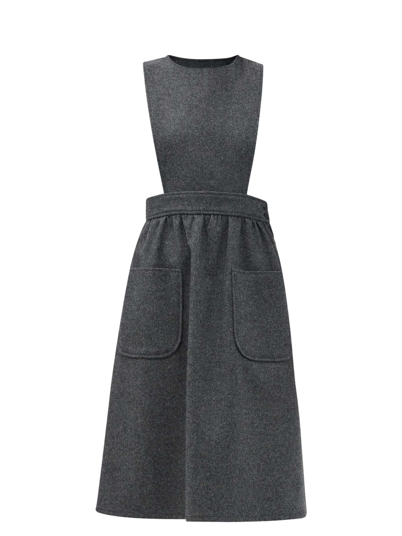 Patch-pocket wool pinafore dress - 1