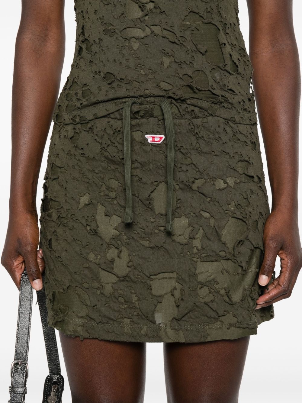 logo-patch distressed mini skirt - 5