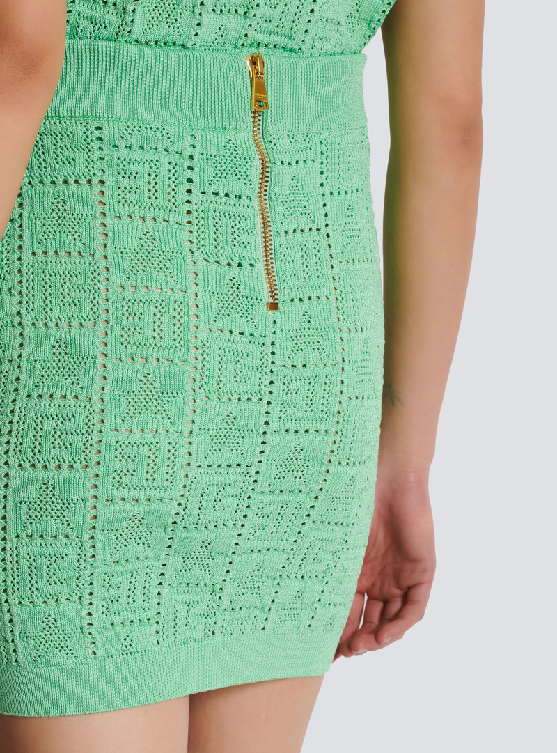 Openwork monogram knit skirt 7