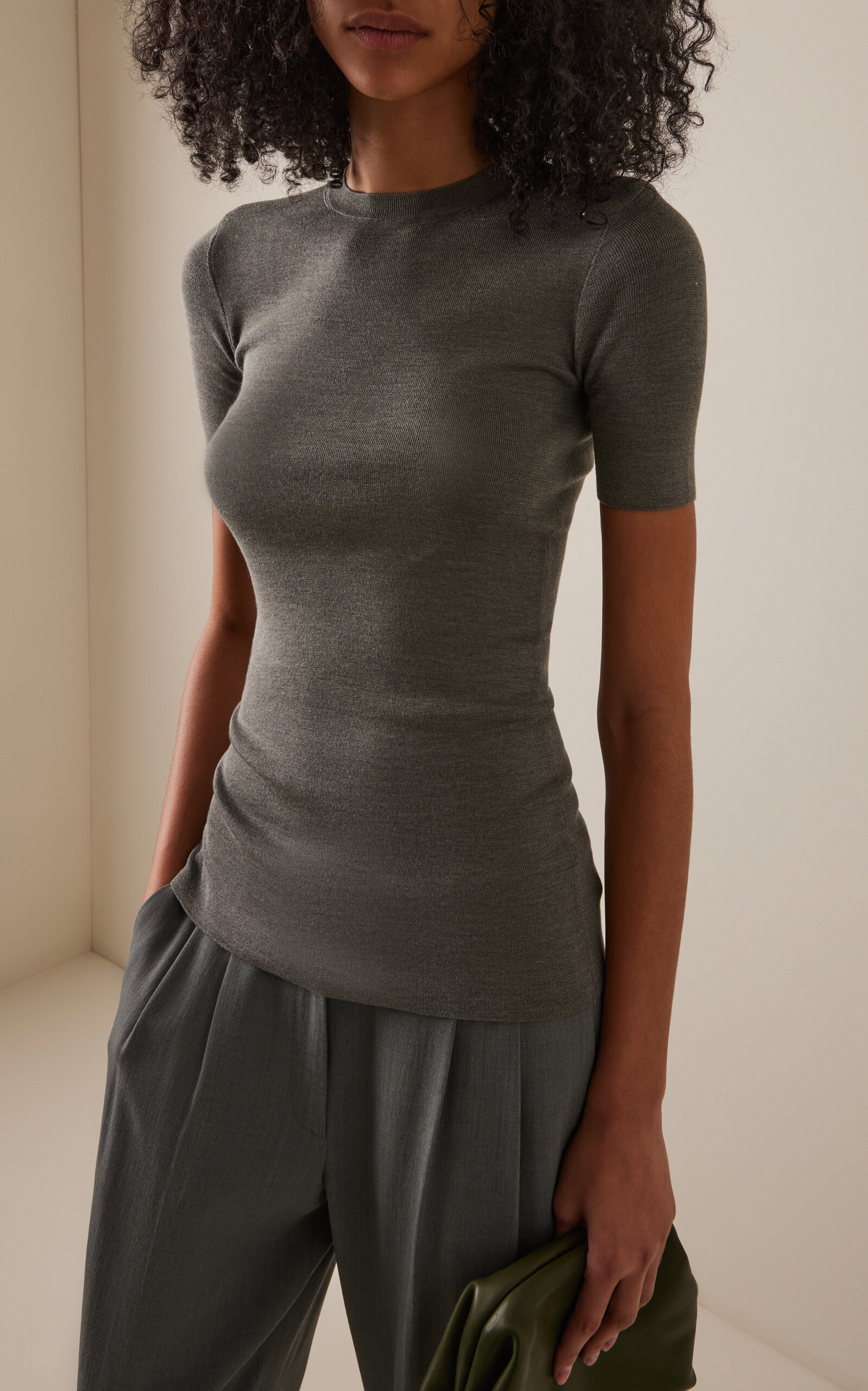 Jannat Knit Silk Top grey - 2