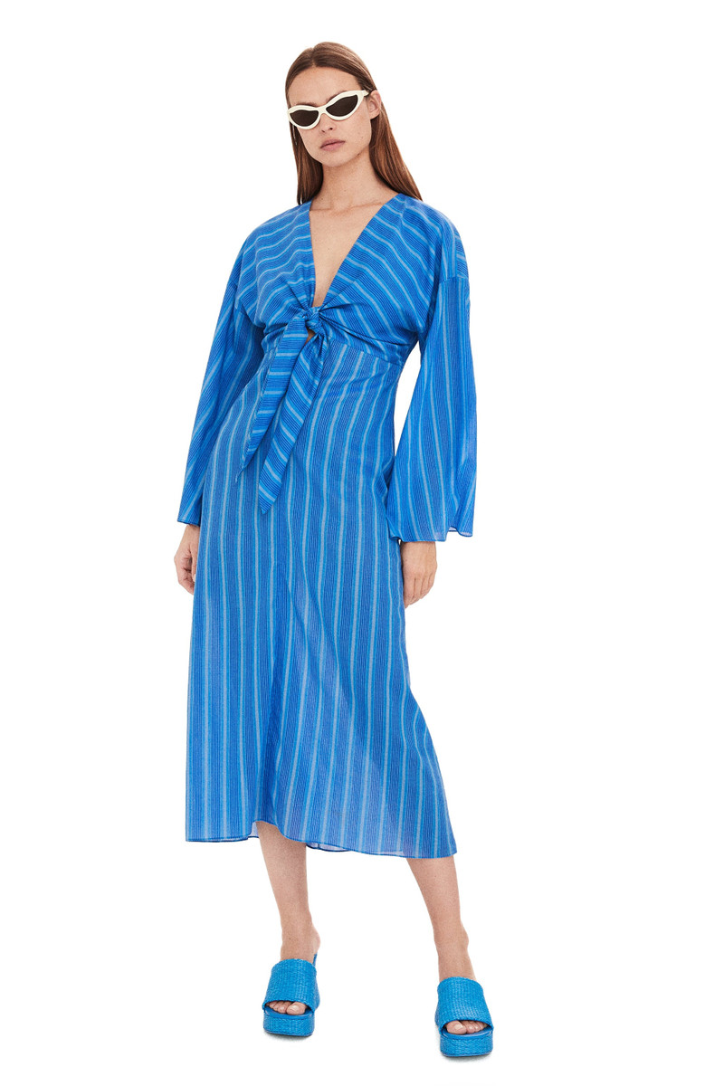 Sm X Mango Agua Dress In Blue Stripe 3