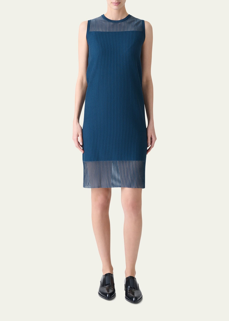 AKRIS Sheer Striped Knit Sleeveless Dress outlook