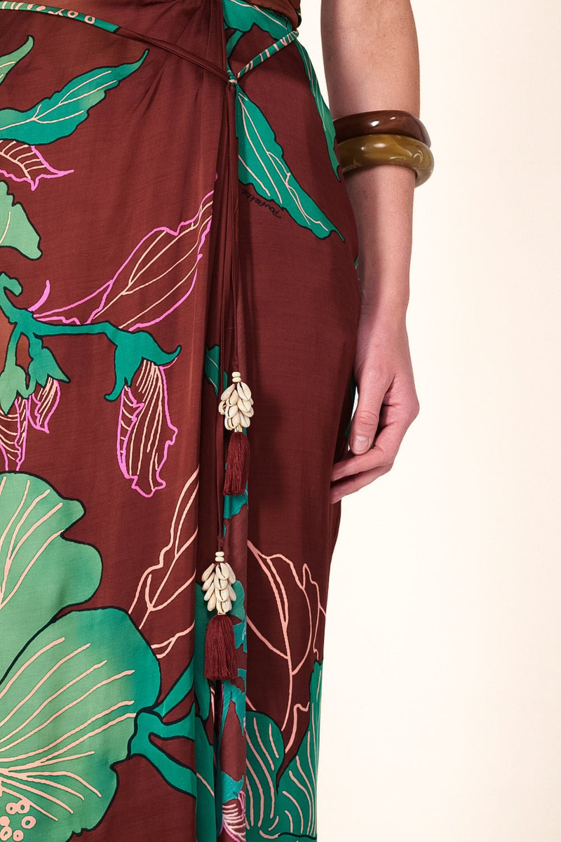 Long Dress Collina - Brown Hibiscus 5