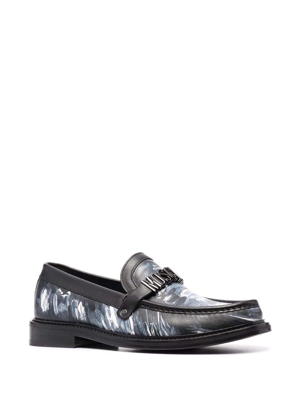 abstract-print logo loafers - 2