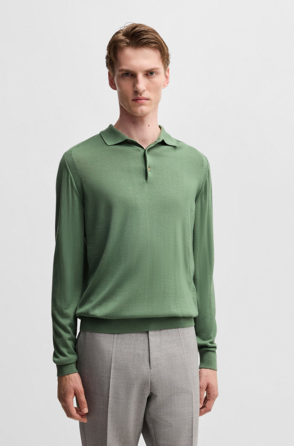 REGULAR-FIT POLO SWEATER IN WOOL, SILK AND CASHMERE - 2